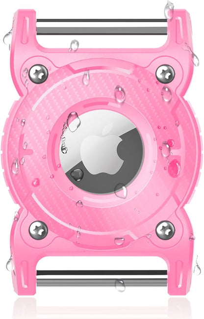 ONEONTA Airtag Dog Collar Holder | Airtag Dog Waterproof - Airtag Holder for Dog Collar with Removable Metal Loop, Sturdy TPU, Lightweight, Compact Size, Fits 1" Width Collar, Pink