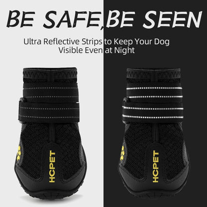 Hcpet Dog Shoes, Dog Boots for Large Dogs, Waterproof Dog Booties Paw Protector for Summer Hot Pavement, Winter Snowy Day, Outdoor Walking, Indoor Hardfloors Anti Slip Sole Black Size 7
