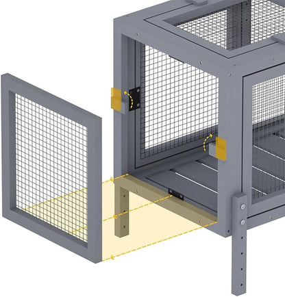 COZIWOW Wooden Cat Play Tunnel with Platforms – Configurable Window Catio, Multi-Combination Extendable Cat Run & Small Pet Play Enclosure for Indoor/Outdoor Use