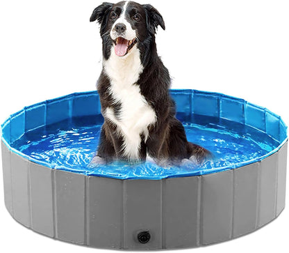 Jasonwell Foldable Dog Pet Bath Pool Collapsible Dog Pet Pool Bathing Tub Kiddie Pool Doggie Wading Pool for Puppy Small Medium Large Dogs Cats and Kids 32" Grey