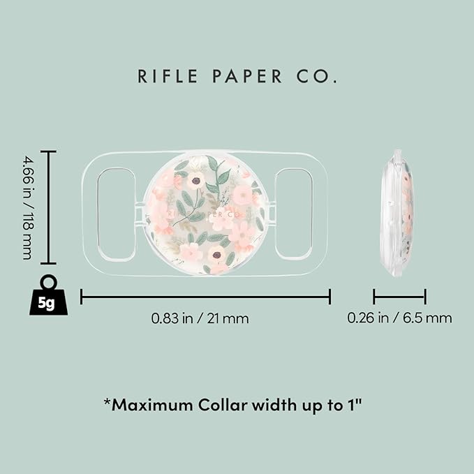 Rifle Paper Co. Airtag Dog Collar Holder - Waterproof Airtag Case - Unique Floral Design - Compatible with Cat/Dog Collars - Wild Flowers