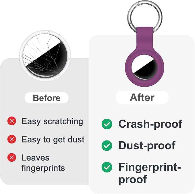 Case for AirTag 2nd Gen (2026) & 1st Gen, Silicone Holder Keychain Key Ring, Protective Cover for Apple for Air Tags, GPS Finder Accessories for Bags, Pets, Kids, Luggage, Deep Purple