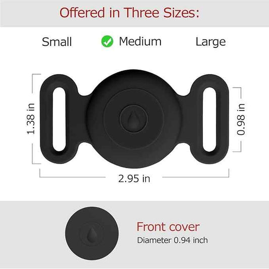 Dog Safety Pendant, Collar Holder for AirTag 2nd & 1st Gen, Pet Tracker Accessory for Dog GPS Tracking, Durable Silicone, Waterproof & Shock-Resistant, Anti-Scratch Anti-Loss (Black, Medium)
