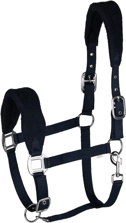 HORZE Kiel Adjustable Horse Halter with Fleece Padding - Dark Navy - Horse