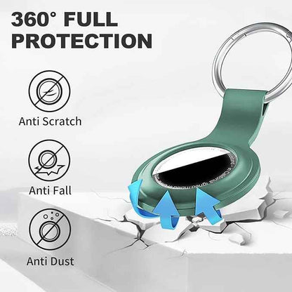 Case for AirTag 2nd Gen (2026) & 1st Gen, Silicone Holder Keychain Key Ring, Protective Cover for Apple for Air Tags, GPS Finder Accessories for Bags, Pets, Kids, Luggage, Pine Green