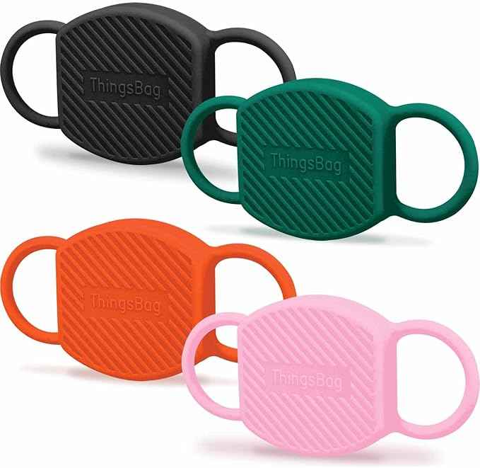 Dog Collar Airtag Holder 4 Pack, Waterproof Companion of Air Tag Trackers Locator Case, Protective itag Apple GPS Holder Compatible with Cat Collars, Silicone Dog airtag Holder