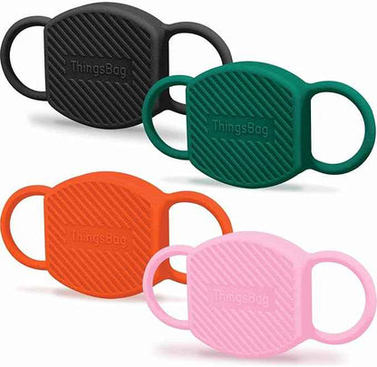 Dog Collar Airtag Holder 4 Pack, Waterproof Companion of Air Tag Trackers Locator Case, Protective itag Apple GPS Holder Compatible with Cat Collars, Silicone Dog airtag Holder