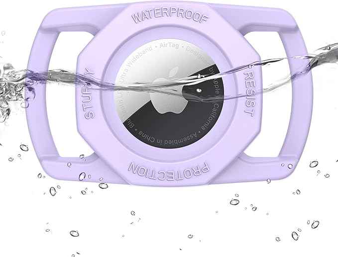 SANKALA Airtag Dog Collar Holder, Waterproof Airtag Case for Dog Collar, TPU & Silicone Full Body Covered Anti-Lost Apple Air Tag Collar Holder Protective Airtag Case for Pet Collar, Purple