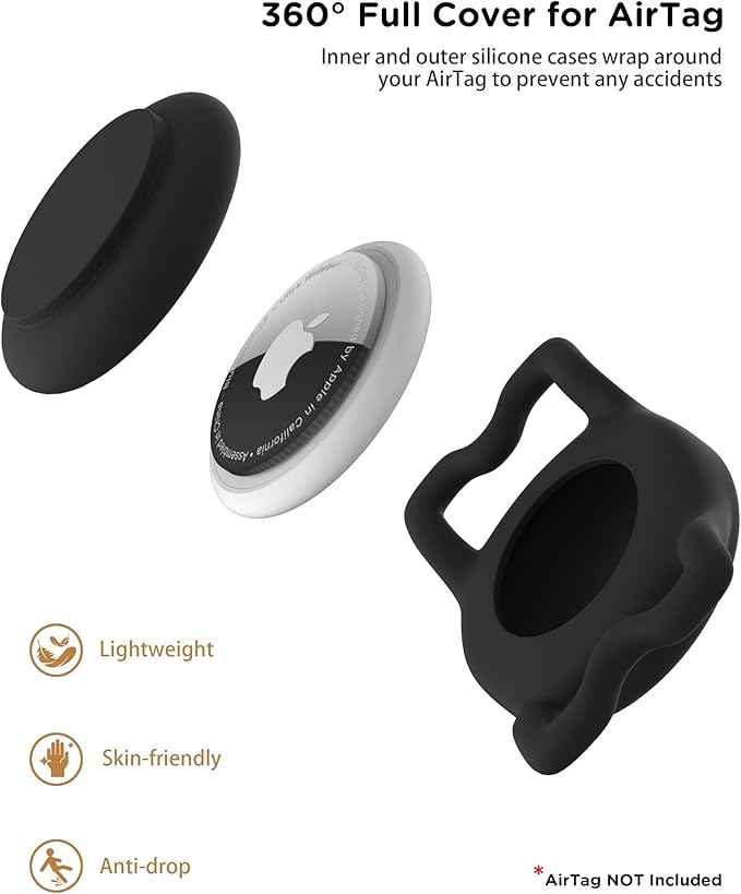 WhoseID Dog Collar with Waterproof AirTag Holder & Anti-Lost QR Code, Cute Bling Warpping Adjustable Width for Small Medium Large Pet (Black, L)