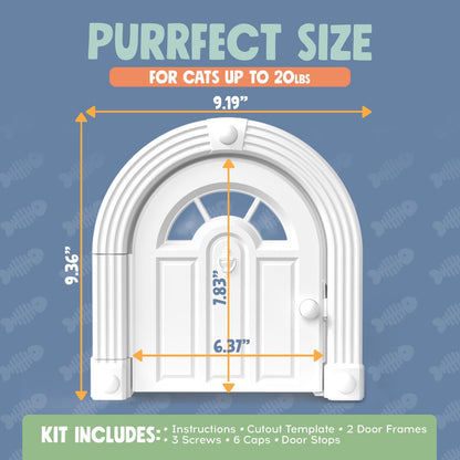 Meow Manor® Cat Door Interior Door - No-Flap, Interior Cat Door for Cats Up to 20 lbs, Easy DIY Setup, Secured Installation in Minutes, No Training Needed…