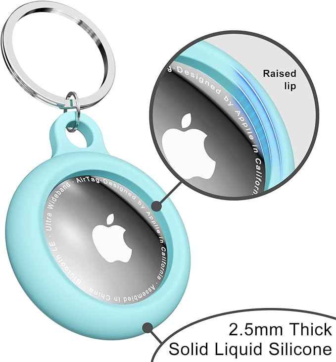 oakxco for Airtag Keychain Silicone, Airtag Holder with Key Ring, Air Tag Cover Cute Accessories for Kids, Luggage, Car Dog Collar, Car, Compatible with Apple Airtag Case Waterproof Tracker, Teal