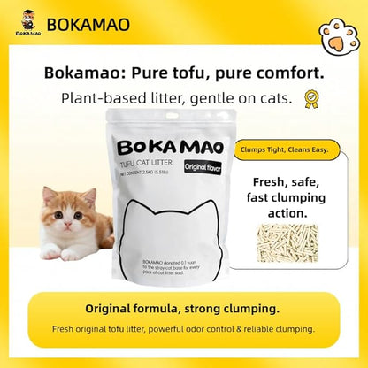 Boca Cat Original Pure Tofu Cat Litter: Dust-Free, Fast clumping, flushable, and Provides a Fresh Scent and Odor Control.（5.51lb*6）