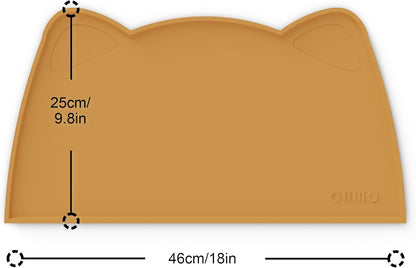 OHMO - Cat Food Mat, Silicone Pet Feeding Mat for Floor Non-Skid Waterproof Dog Water Bowl Tray, Easy to Clean Pet Placemat (Honey, 18 * 9.8'')