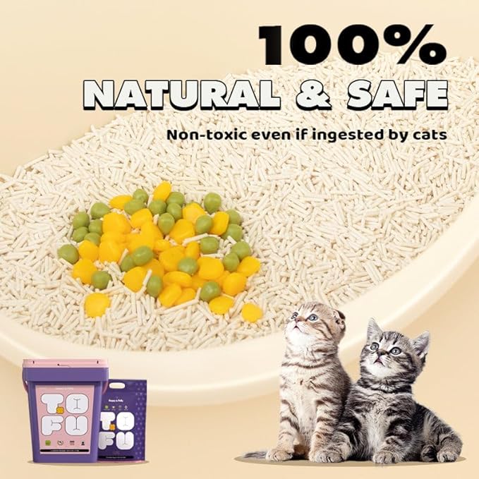 Happy&Polly Tofu Cat Litter - Clumping Flushable Cat Litter, 100% Natural Food-Grade Ingredients, Ultra Absorbent, Dust-Free, Low Tracking, Lightweight and Eco-Friendly Tofu Litter(5.5lb×3 Bag)