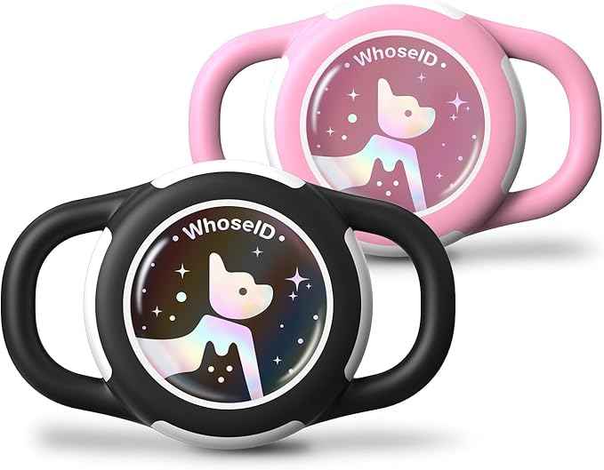 Waterproof Airtag Dog Collar Holder, Silicone & ABS Airtag Holder for Dog & Cat Collars, Ultra-Durable, Lightweight and Protective Airtag Case (Black&Pink-1, Small)