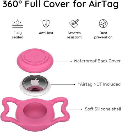 for Airtag Dog Collar Holder, Dog Airtag Holder Waterproof, Lightweight Silicone Air Tag Case for Pet Collars, Works with Multiple Tracker Tag Products (Luminous Blue+Luminous Rose, 2 Pack)