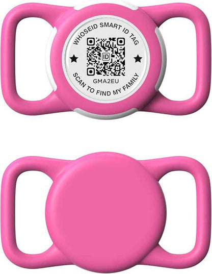 QR Code Airtag Holder, Scan QR Code Send Location Alert Email, Waterproof Full Body Protection Anti-Lost Air Tag Case, Airtag Accessories for Dog, Cats, Collar, Backpack (Rose, Regular)