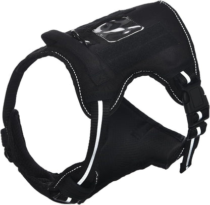 Amazon Basics No Pull Dog Harness, Adjustable Front Clip, Tactical Vest, Medium, Black