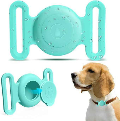 Dog Safety Pendant, Collar Holder for AirTag 2nd & 1st Gen, Pet Tracker Accessory for Dog GPS Tracking, Durable Silicone, Waterproof & Shock-Resistant, Anti-Scratch Anti-Loss(Mint Green, Large)