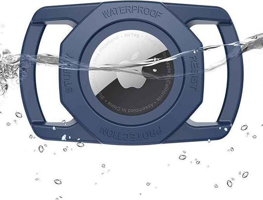 SANKALA Airtag Dog Collar Holder, [1 Pack] Waterproof Airtag Case for Dog Collar, TPU & Silicone Full Body Covered Anti-Lost Apple Air Tag Collar Holder Protective Airtag Case for Pet Collar, Blue