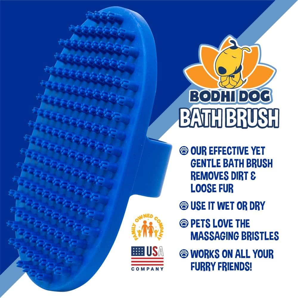 Bodhi Dog Shampoo Brush & Oatmeal Shampoo and Conditioner Bundle - Grooming Essentials for Pets, Short Hair Scrubber, Soothes and Moisturizes Dry, Itchy Skin - Hydrates & Nourishes