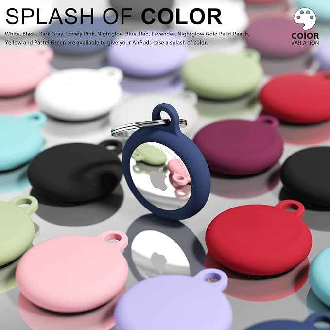 Oakxco for Airtag Keychain Silicone, Airtag Holder with Key Ring, Air Tag Cover Cute Accessories for Kids, Luggage, Car Dog Collar, Car, Compatible with Apple Airtag Case Waterproof Tracker, Navy Blue