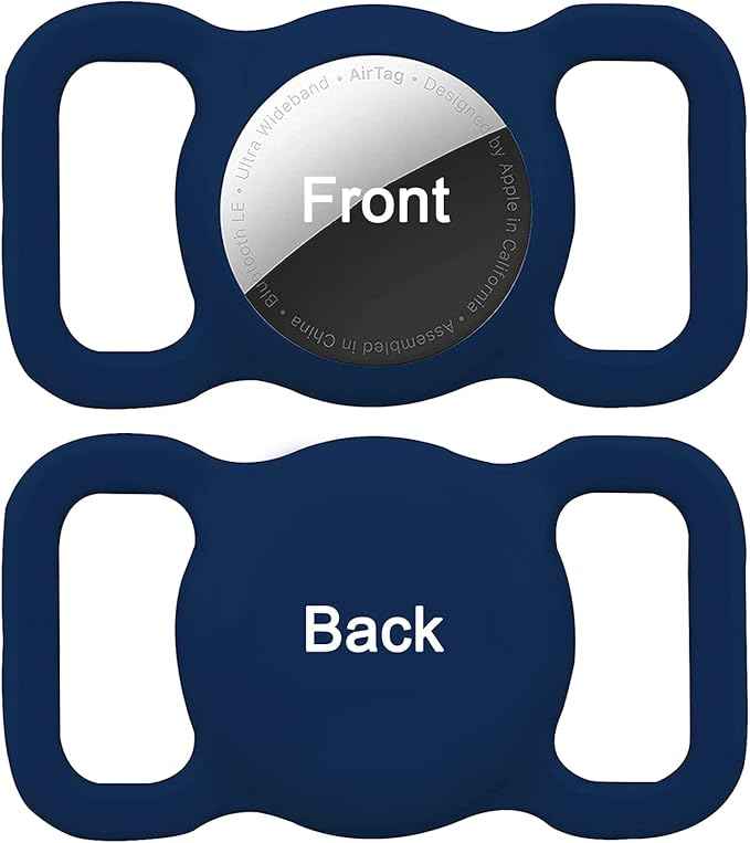 2 Pack Protective Air tag Case for Dog Collar, Pet/Dog Collar Holder Case Compatible with Apple Air Tag, Waterproof Air tag Loop for GPS Tracker Lightweight Soft Anti Scratch Anti Lost Navy Purple