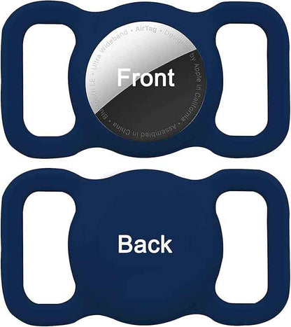2 Pack Protective Air tag Case for Dog Collar, Pet/Dog Collar Holder Case Compatible with Apple Air Tag, Waterproof Air tag Loop for GPS Tracker Lightweight Soft Anti Scratch Anti Lost Navy Purple