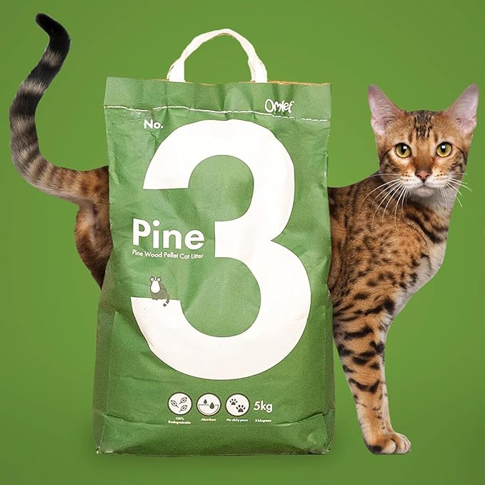 Omlet Premium Pine Cat Litter | Fresh Scent & 100% Biodegradable | Absorbent and Sustainable | Excellent Odour Control and High Absorbency | No. 3 - Pine - 11 lbs.