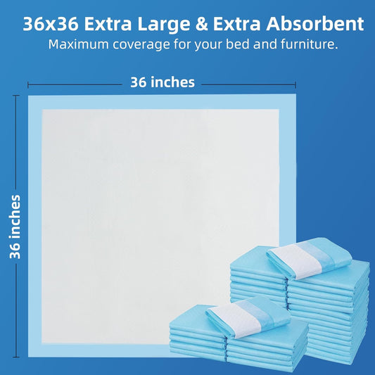 50 Count Extra Large Chucks 36"x36" Thicken Elderly Adults Incontinence Bed Pads Disposable, Heavy Duty Absorbency Underpads Waterproof, XXL Extra Large Puppy Pee Training Pad