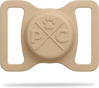 Pup Culture AirTag Dog Collar Holder - Extra-Durable, Lightweight, Protective Case for Dog Collar - Track Your Pet Using an Apple AirTag - Tan 1.5 Inch Collar