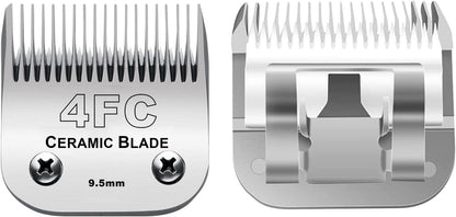 Audoc 4FC Blade Detachable Pet Clipper Replacement Blades, Ceramic and Stainless Steel, Compatible with Andis, Oster, and Wahl Clippers