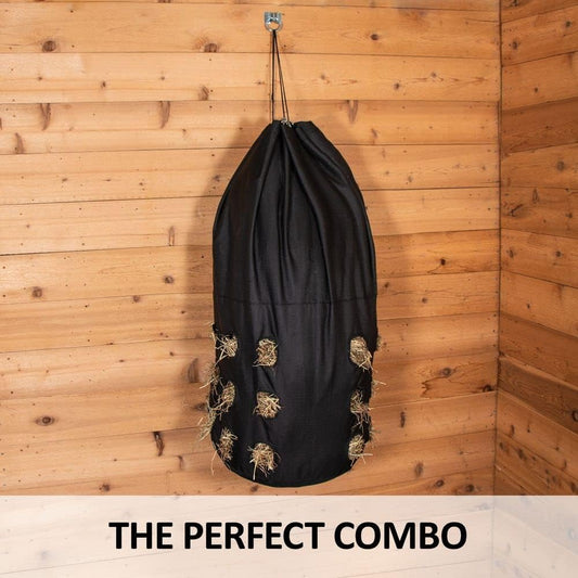 Dura-Tech Full Bale Hay Sack | Color Black | Horse Stable Essential | Full Bale Capacity | Slow Feed Design | Durable 1200D Fabric | Easy Hanging