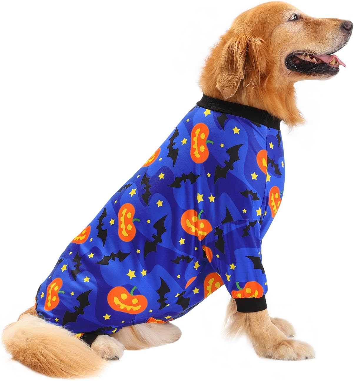 HDE Dog Pajamas One Piece Jumpsuit Lightweight Dog PJs Shirt for M-3XL Dogs Starry Pumpkins - S