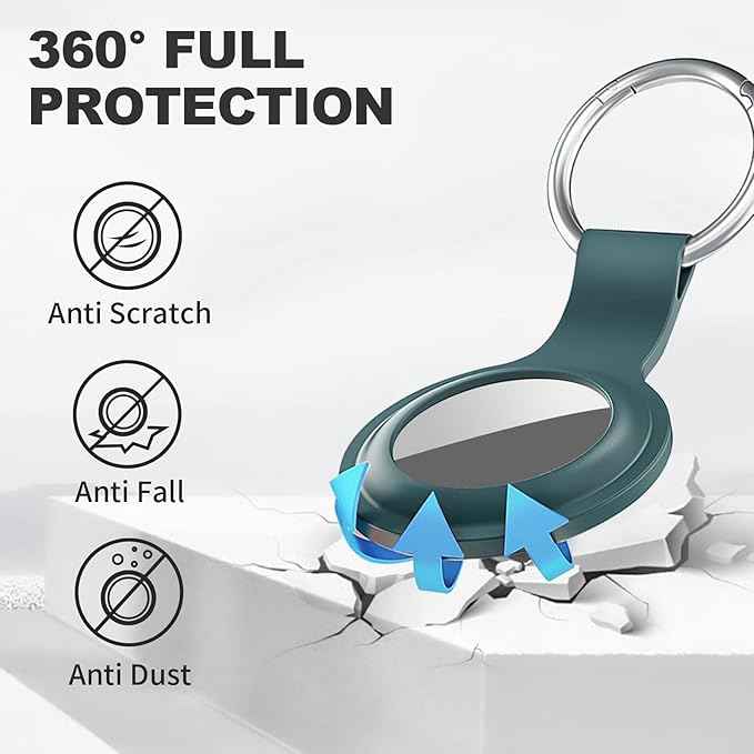 Case for AirTag 2nd Gen (2026) & 1st Gen, Silicone Holder Keychain Key Ring, Protective Cover for Air Tags, GPS Finder Accessories for Bags, Pets, Kids, Luggage, Black/Blue/Green/Red