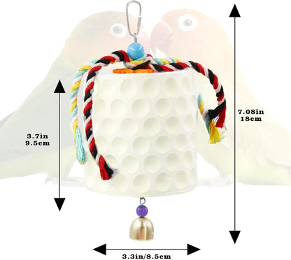 Extra Large Bird Chewing Toy, Parrot Beak Grinding Calcium Stone with Bells, Bird Cage Accessories, Cage Toys for Cockatiel Parakeet Parrot Budgies Rat Hamster Chinchilla Rabbit Bunny African Grey