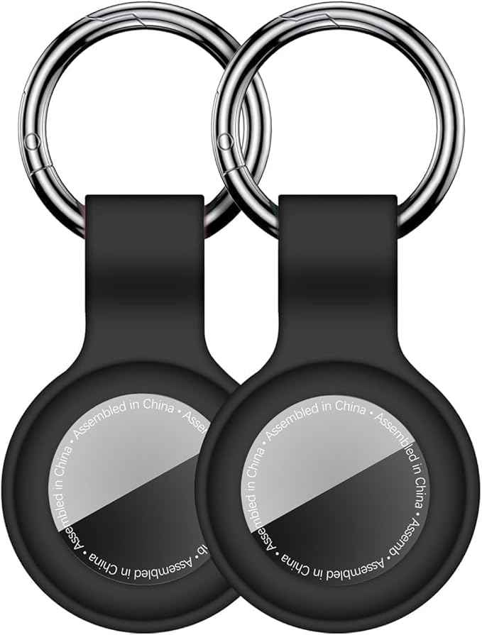 [2 Pack] Car Key Chain Compatible with Automotive Key Fob, Anti-Lost for Air Tag Holder for Vehicle Keys, Silicone Keychains Car Accessories for Men Women, Black