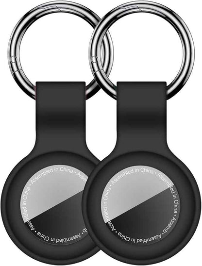 [2 Pack] Car Key Chain Compatible with Automotive Key Fob, Anti-Lost for Air Tag Holder for Vehicle Keys, Silicone Keychains Car Accessories for Men Women, Black