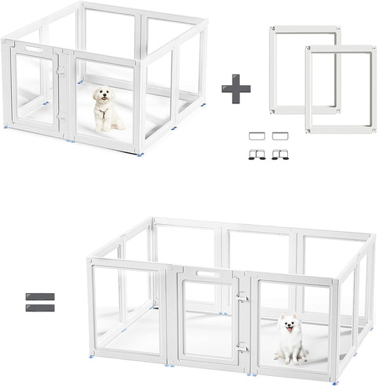 Acrylic Dog Playpen Suitable for Expanding Clear Dog Playpen Includes 2 I-Type Connectors and 2 Suction Cup Bases(23.6", 2PCS