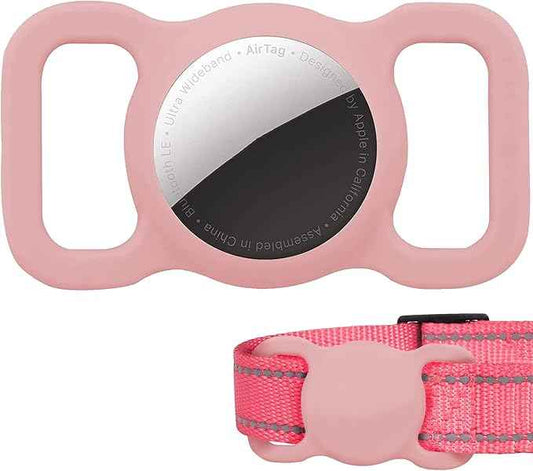Silicone Air Tag Collar Holder - Waterproof Protective Case for Dog & Cat GPS Tracking Accessories (1 Pack, Pink)