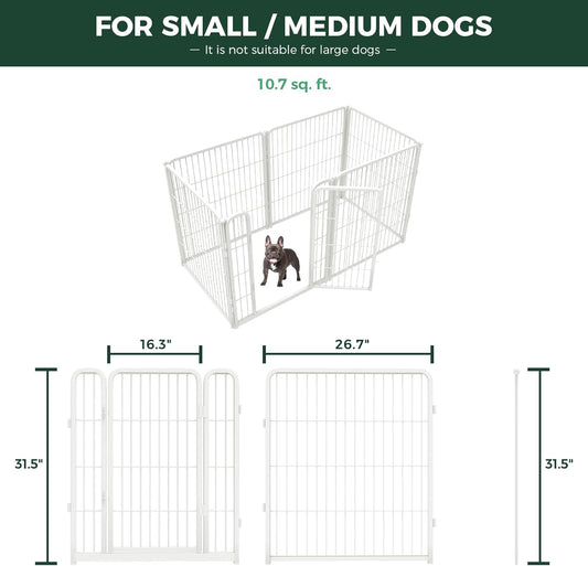 FXW Homeplus Unleashed Indoor Dog Playpen - Stress-Free and Safe Play, Heavy Duty 32 Inch 6 Wire Panels Dog Pen for Small and Medium Dogs, White│Patented