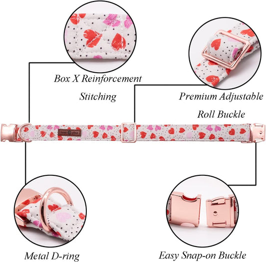 Lionet Paws Valentines Day Dog Collar with Bowtie, Dog Bowtie Collar with Metal Buckle for Dogs and Cats, Adjustable Comfortable Dog Collar Girl Boy Gift, XS, Neck 8-12 in