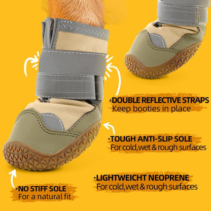 Dog Shoes for Large Dogs, Medium Dog Boots & Paw Protectors for Hardwood Floors, Outdoor Dog Booties for Hot Pavement Winter Snow Hiking, Waterproof Dog Shoes with Reflective Strips Size 5