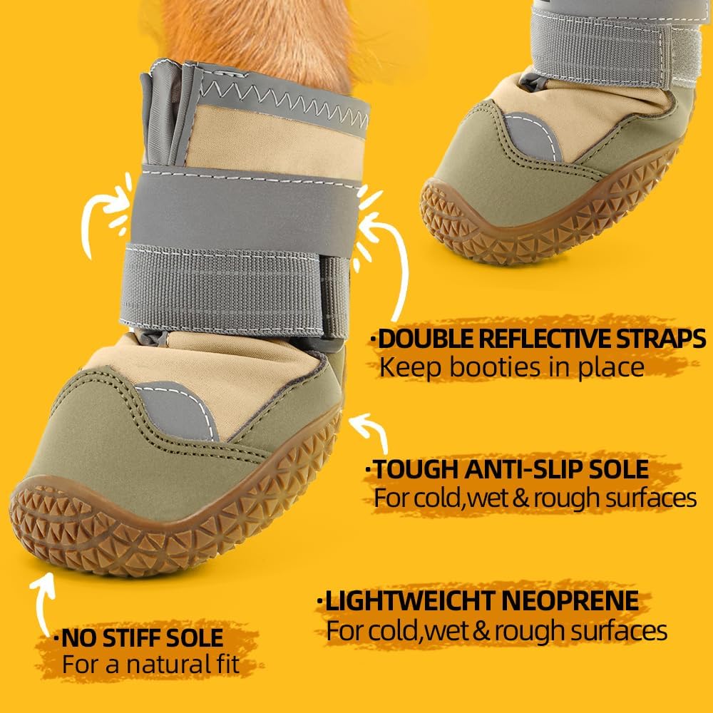 Dog Shoes for Small Dogs, Dog Boots & Paw Protectors for Hardwood Floors, Outdoor Dog Booties for Hot Pavement Winter Snow Hiking, Waterproof Dog Shoes with Reflective Strips Size 1