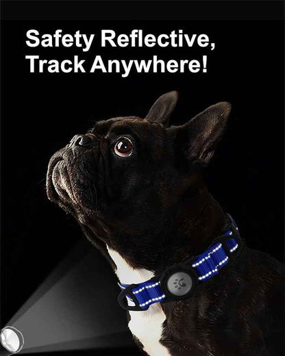 TagME Airtag Dog Collar,Waterproof Reflective Pet Collar with Airtag Holder,Soft Padded and Double D-Rings for Puppy,Navy Blue