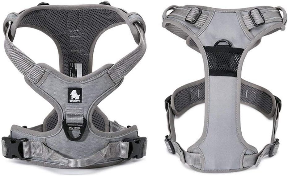TRUE LOVE Adjustable No-Pull Dog Harness Reflective Pup Vest Harnesses Comfortable Control Brilliant Colors Truelove TLH5651(Gray,XS)