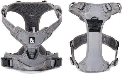TRUE LOVE Adjustable No-Pull Dog Harness Reflective Pup Vest Harnesses Comfortable Control Brilliant Colors Truelove TLH5651(Gray,L)