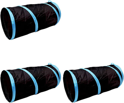 iCAGY Foldable Spiral Cat Tunnel - Ideal Indoor Toy for Small Cats, Kittens, and Rabbits - Collapsible Tube for Interactive Play and Outdoor Fun - Pet Activity Toy Black 20" 3 Pcs