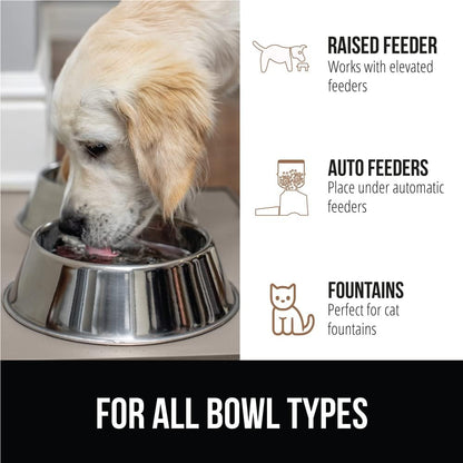 GORILLA GRIP 100% Waterproof Raised Edge BPA Free Silicone Pet Feeding Mat, Dog Cat Food Mats Contain Spills Protects Floors, Placemats for Cats and Dogs Water Bowl, Pets Accessories 16x10, Beige