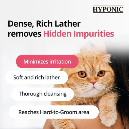 HYPONIC Hypoallergenic Premium Shampoo for All Cats (Unscented, 10.14 oz) - Fragrance Free Cat Shampoo for Dry Skin, Dandruff, Allergy